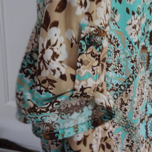 Women's Plus Size XL Aqua/BrownTunic Top- NEW - Picture 6 of 9